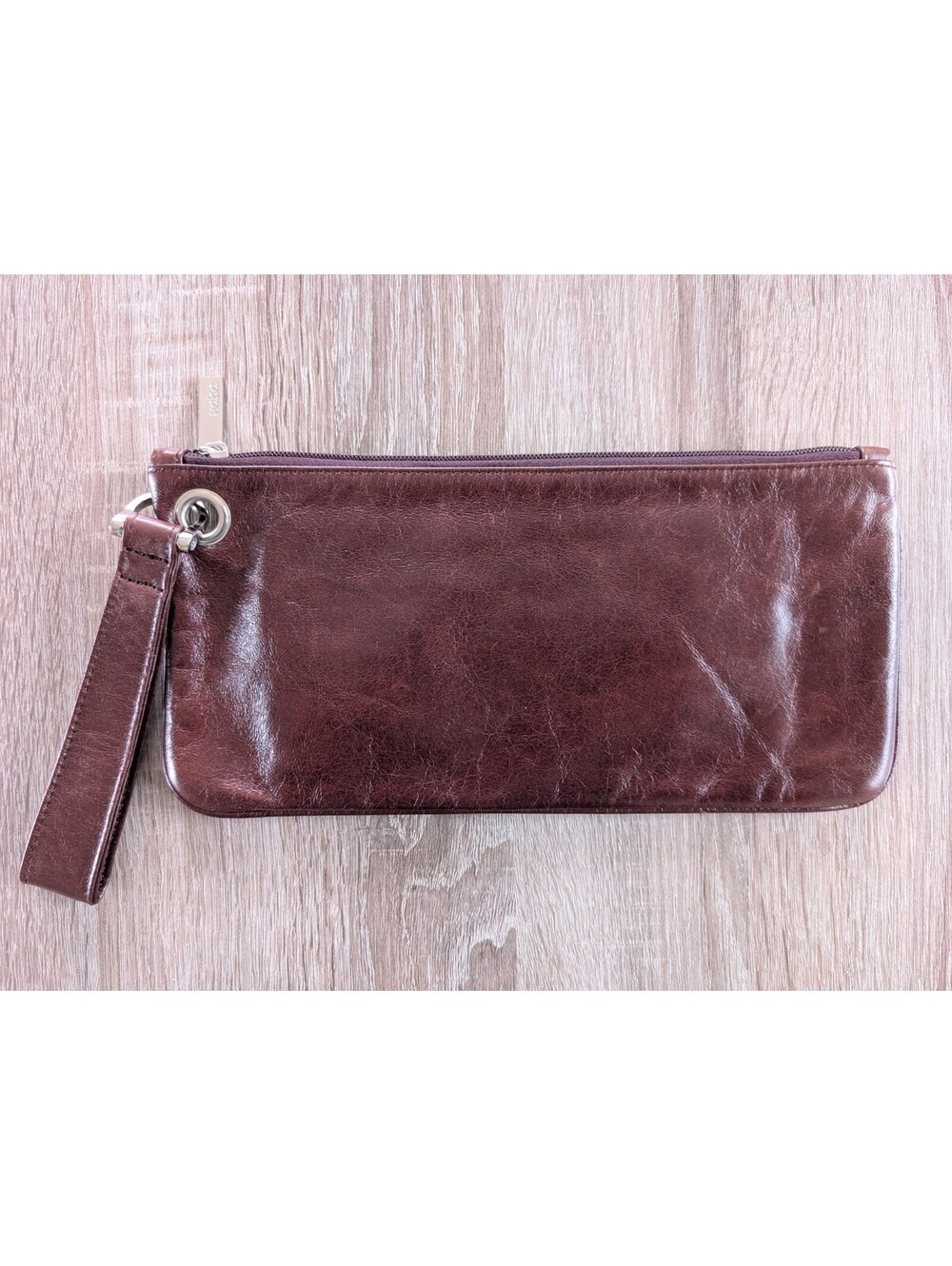 Hobo International Brown Leather Zip Wristlet Clutch Travel